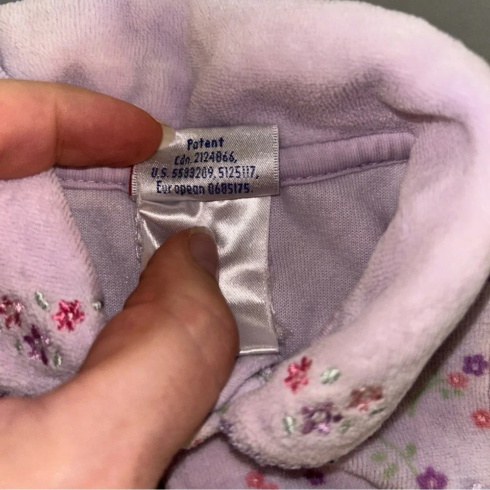 Vintage Snugabye Convert-A-Foot Baby Girl Sleeper‎ Purple Flowers 6m